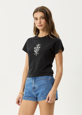 AFENDS Womens Maisie - Baby Tee - Stone Black - Afends womens maisie   baby tee   stone black