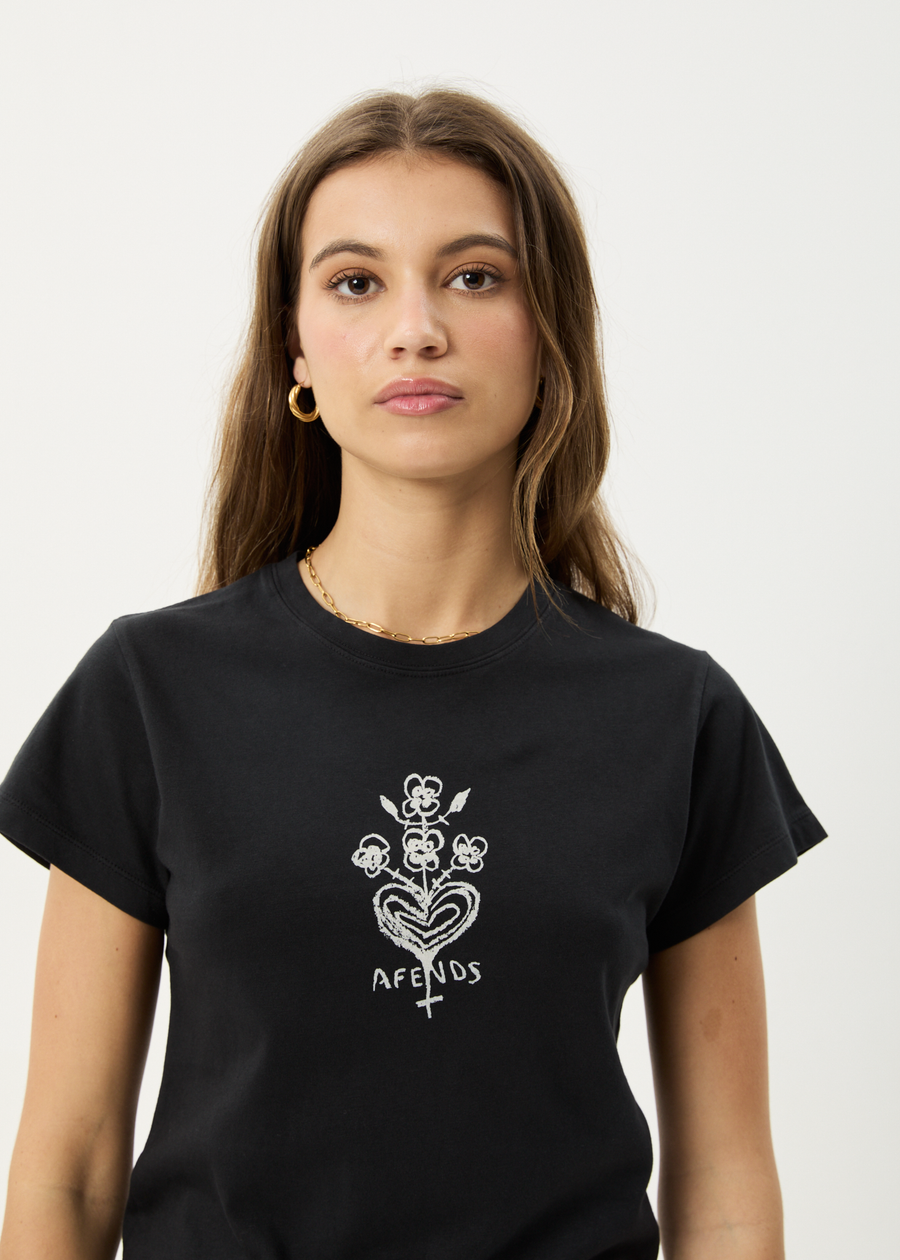 AFENDS Womens Maisie - Baby Tee - Stone Black