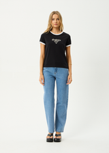 AFENDS Womens Gardening Club - Ringer  Tee - Black - Afends womens gardening club   ringer tee   black