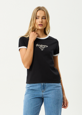 AFENDS Womens Gardening Club - Ringer  Tee - Black - Afends womens gardening club   ringer tee   black