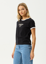 AFENDS Womens Gardening Club - Ringer  Tee - Black - Afends womens gardening club   ringer tee   black