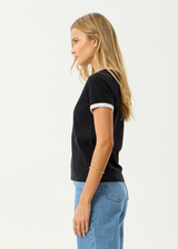 AFENDS Womens Gardening Club - Ringer  Tee - Black - Afends womens gardening club   ringer tee   black