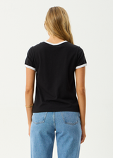 AFENDS Womens Gardening Club - Ringer  Tee - Black - Afends womens gardening club   ringer tee   black