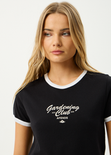 AFENDS Womens Gardening Club - Ringer  Tee - Black - Afends womens gardening club   ringer tee   black
