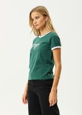 AFENDS Womens Gardening Club - Ringer  Tee - Hunter Green - Afends womens gardening club   ringer tee   hunter green