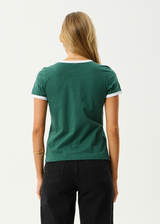 AFENDS Womens Gardening Club - Ringer  Tee - Hunter Green - Afends womens gardening club   ringer tee   hunter green