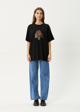 AFENDS Womens Wildflower - Oversized Tee - Black - Afends womens wildflower   oversized tee   black