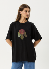 AFENDS Womens Wildflower - Oversized Tee - Black - Afends womens wildflower   oversized tee   black