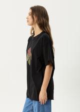 AFENDS Womens Wildflower - Oversized Tee - Black - Afends womens wildflower   oversized tee   black