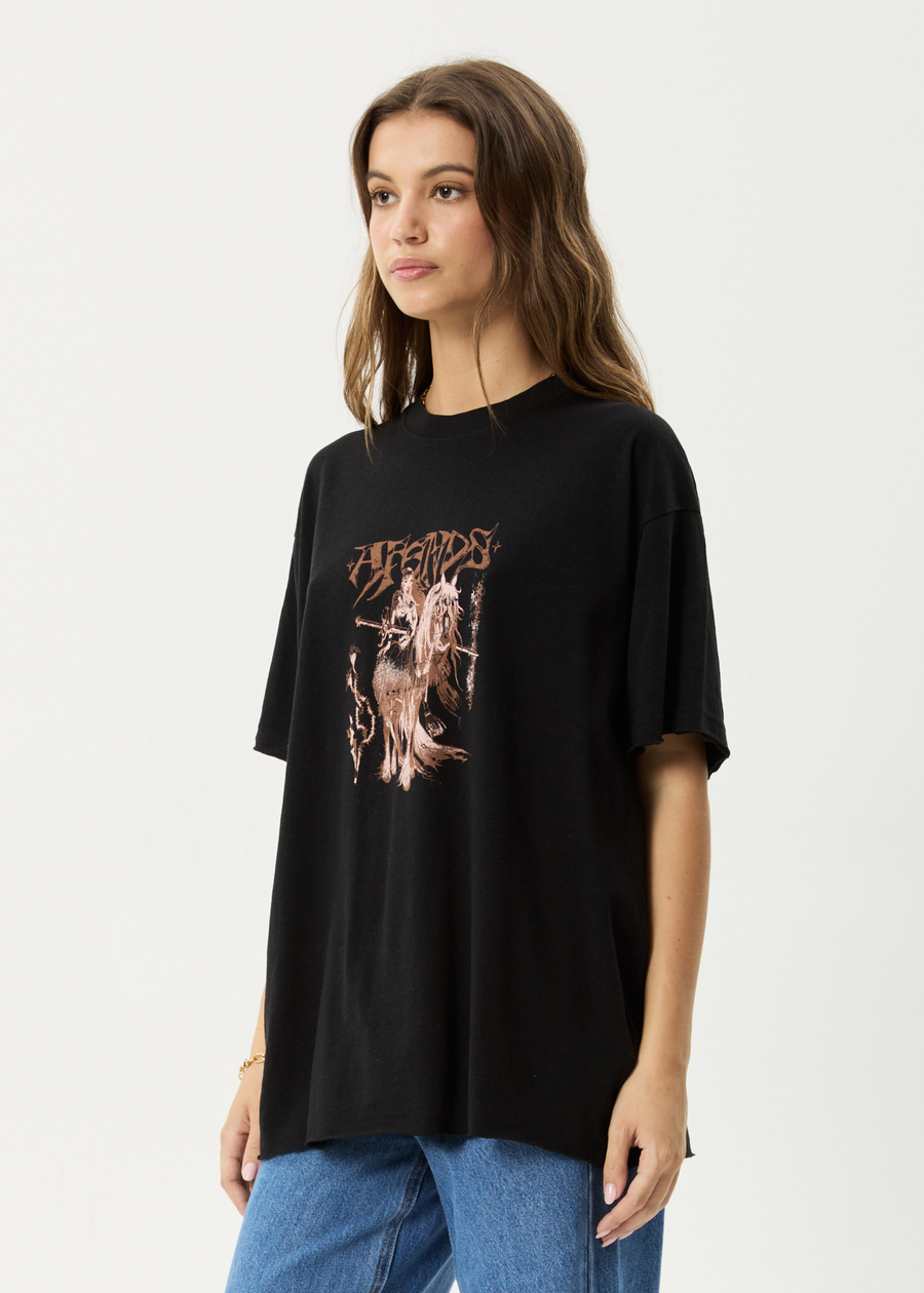 AFENDS Womens Shield Maiden - Oversized Tee - Black