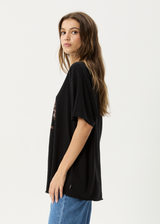 AFENDS Womens Shield Maiden - Oversized Tee - Black - Afends womens shield maiden   oversized tee   black