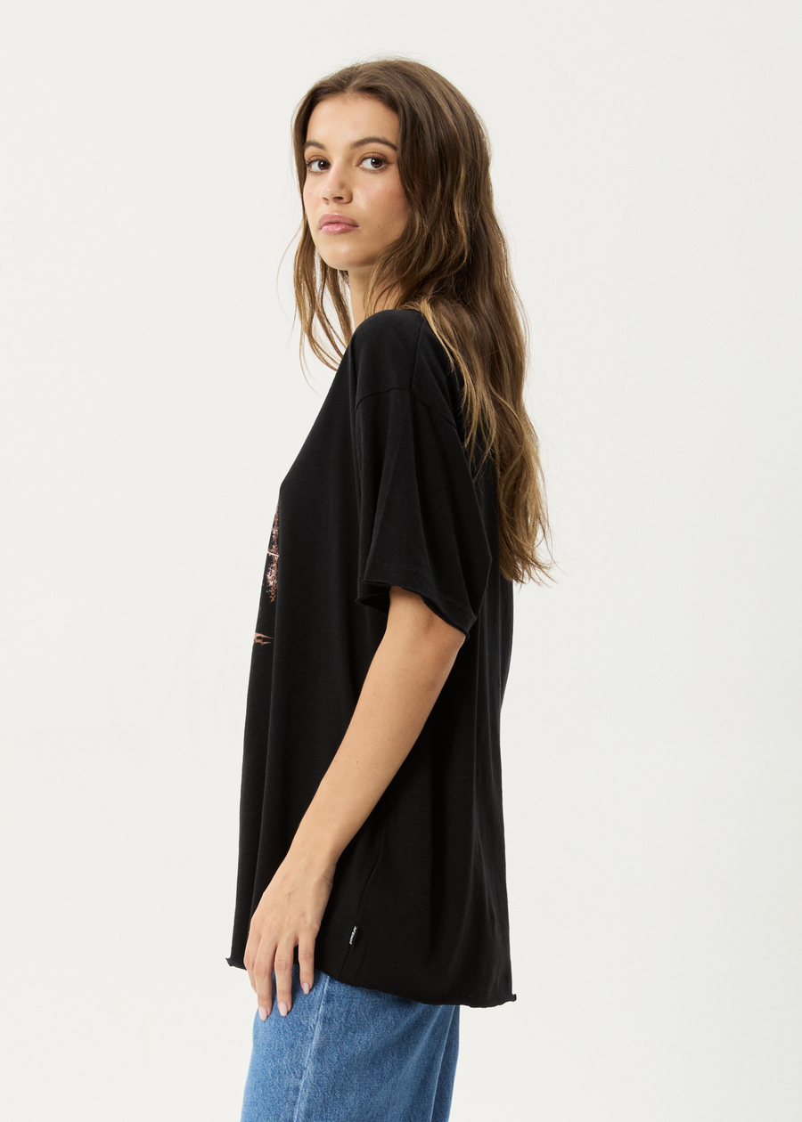 AFENDS Womens Shield Maiden - Oversized Tee - Black