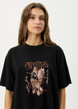 AFENDS Womens Shield Maiden - Oversized Tee - Black - Afends womens shield maiden   oversized tee   black