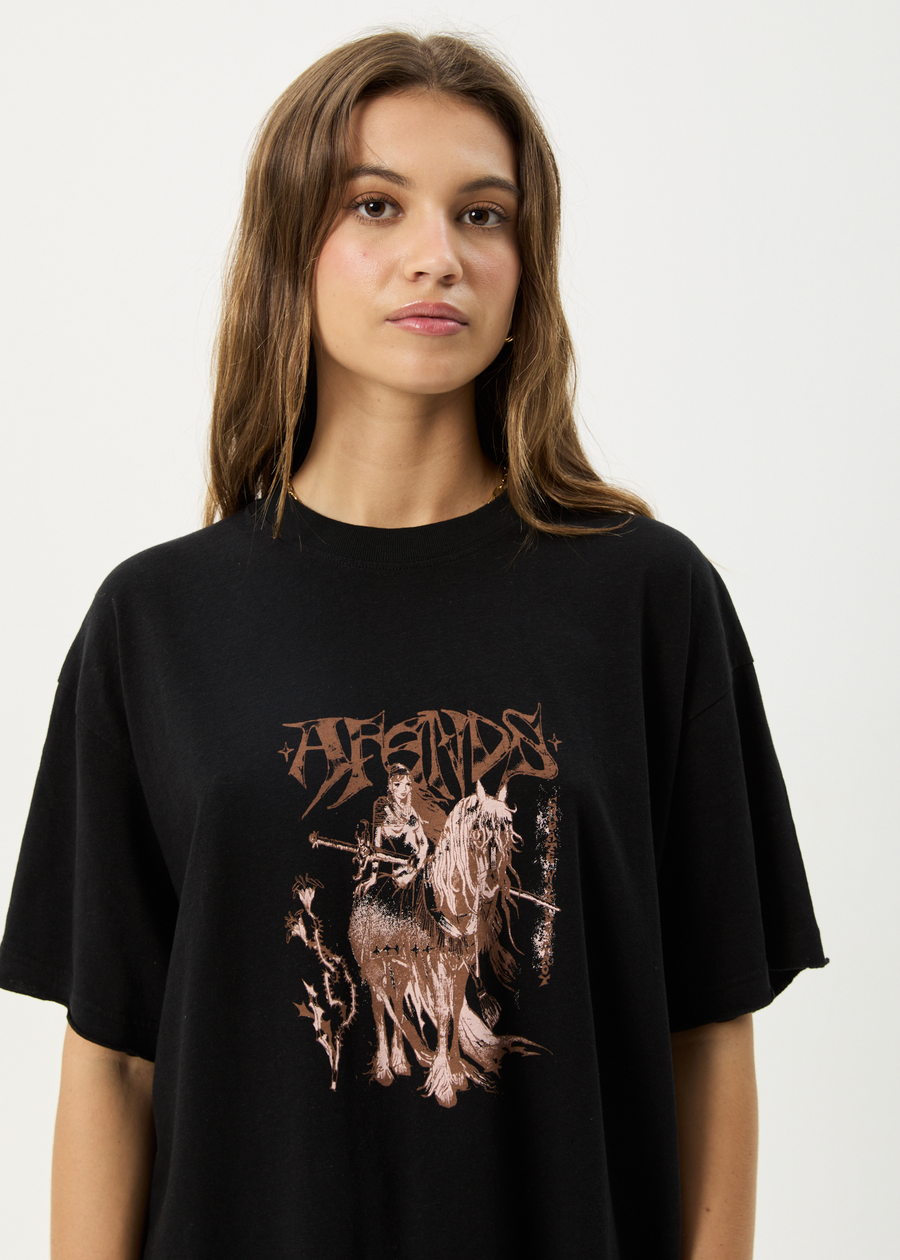 AFENDS Womens Shield Maiden - Oversized Tee - Black