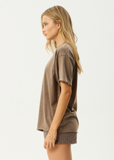 AFENDS Womens Fatigued - Oversized Tee - Coffee - Afends womens fatigued   oversized tee   coffee