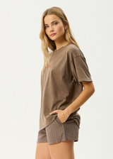 AFENDS Womens Fatigued - Oversized Tee - Coffee - Afends womens fatigued   oversized tee   coffee
