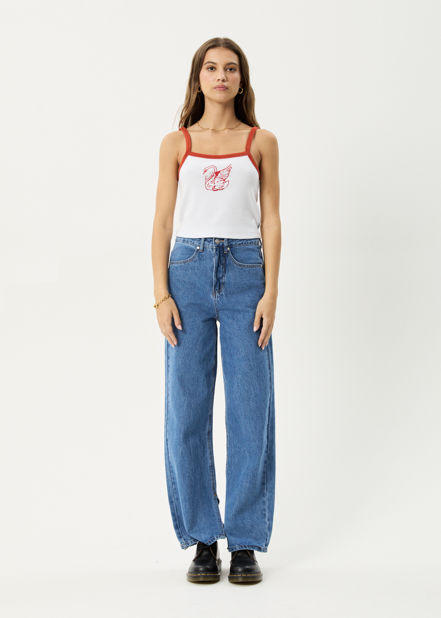 AFENDS Womens Cygnet - Rib Singlet - White