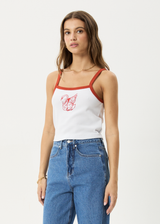 AFENDS Womens Cygnet - Rib Singlet - White - Afends womens cygnet   rib singlet   white
