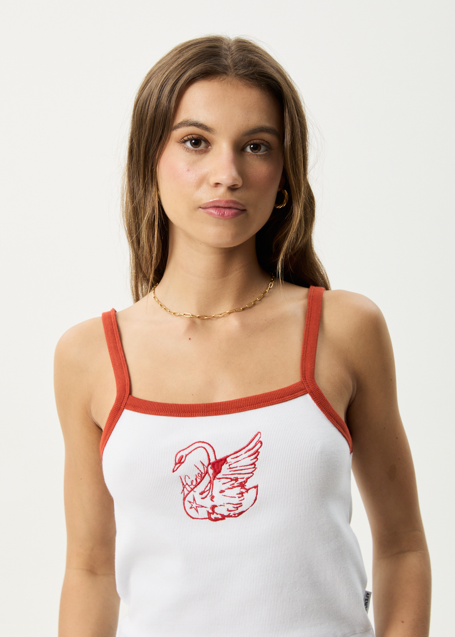 AFENDS Womens Cygnet - Rib Singlet - White