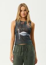 AFENDS Womens Swan Song - Sheer Tank - Multi - Afends womens swan song   sheer tank   multi