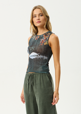 AFENDS Womens Swan Song - Sheer Tank - Multi - Afends womens swan song   sheer tank   multi