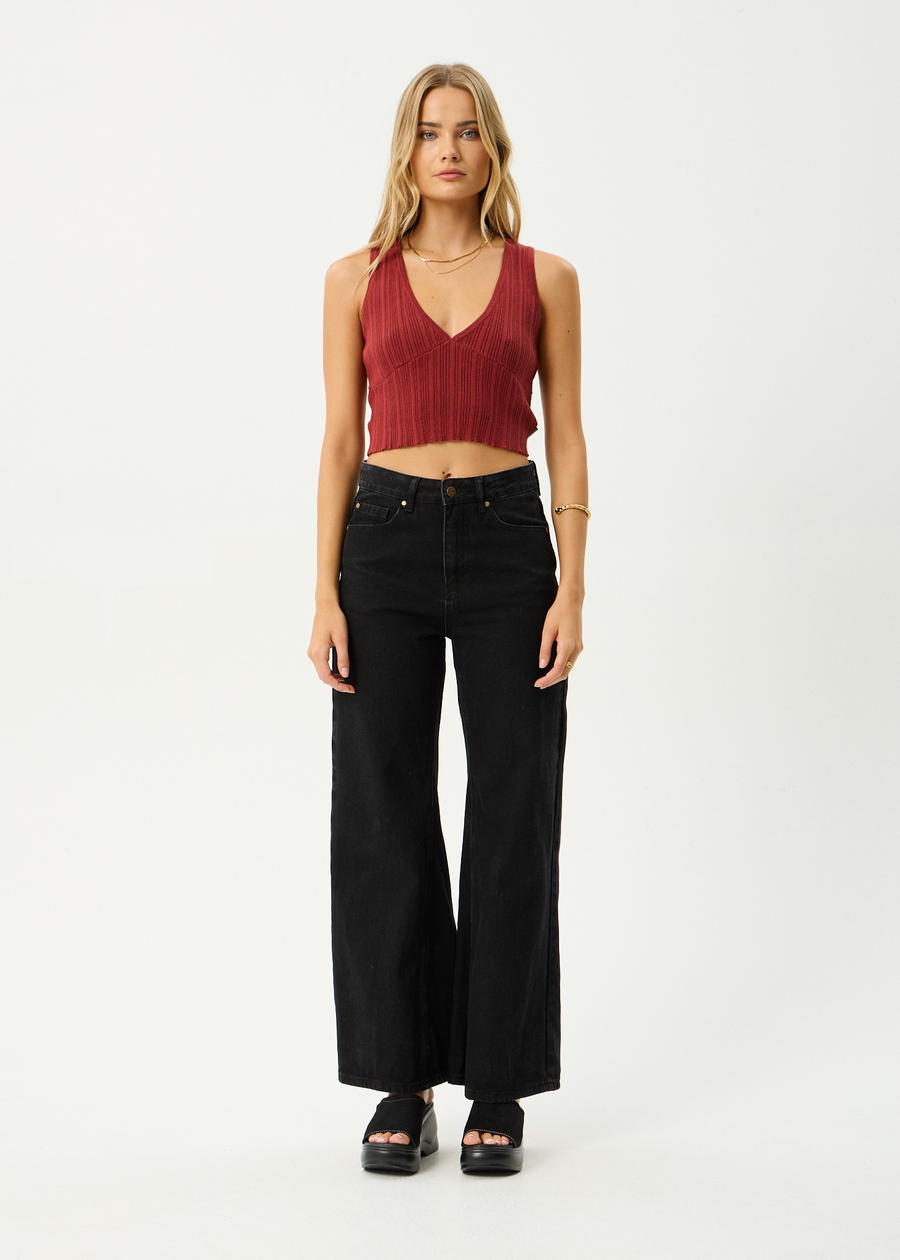 AFENDS Womens Iris - Knit Top - Red Rum