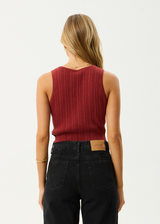AFENDS Womens Iris - Knit Top - Red Rum - Afends womens iris   knit top   red rum