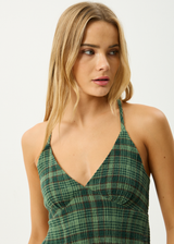 AFENDS Womens Lonnie Strappy - Seersucker Top - Hunter Green - Afends womens lonnie strappy   seersucker top   hunter green