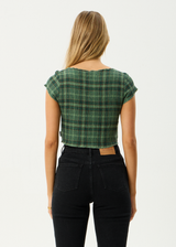AFENDS Womens Lonnie - Seersucker Top - Hunter Green - Afends womens lonnie   seersucker top   hunter green
