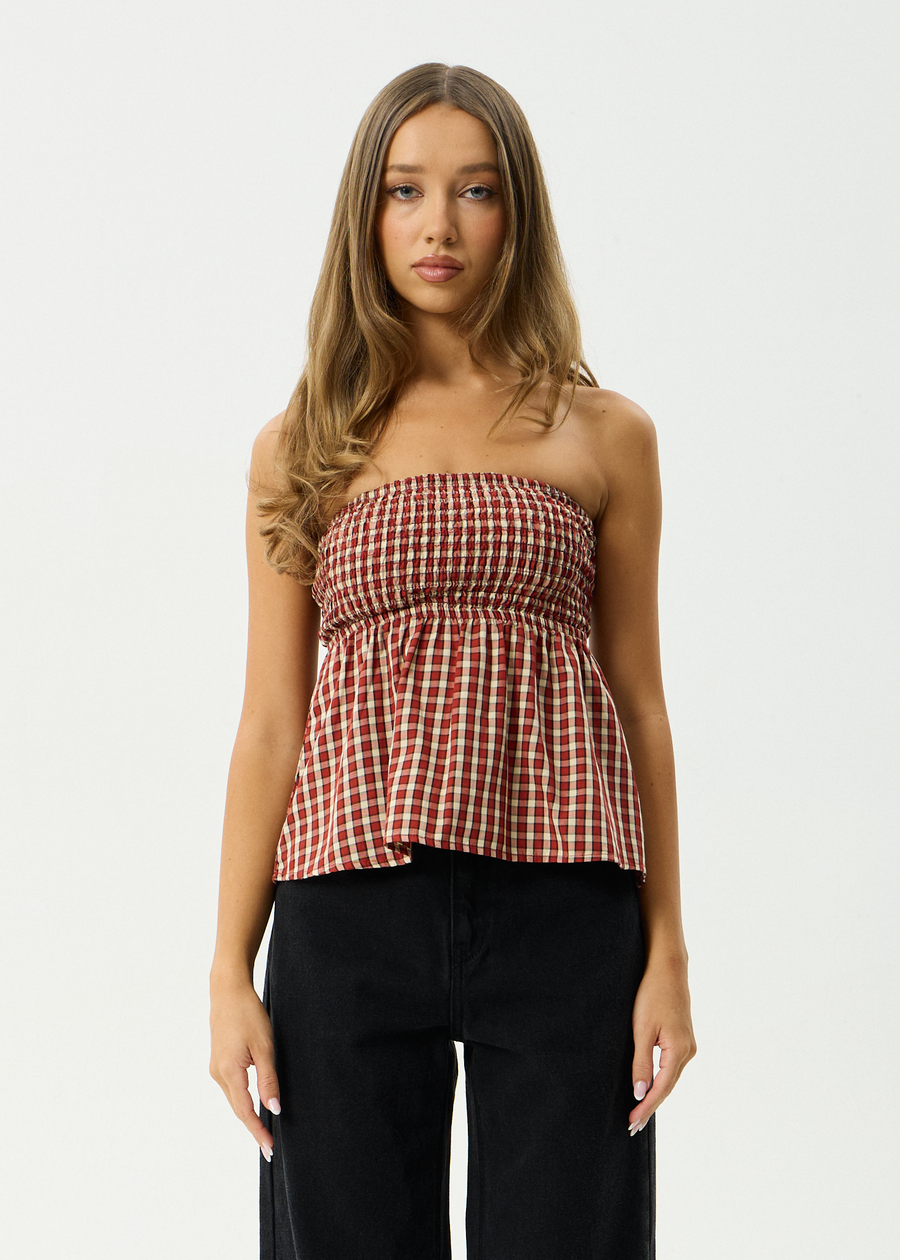 AFENDS Womens Austin - Top - Red Rum