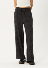 AFENDS Womens Dusk - Seersucker Check Pant - Black Check - Afends womens dusk   seersucker check pant   black check