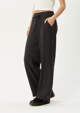 AFENDS Womens Dusk - Seersucker Check Pant - Black Check - Afends womens dusk   seersucker check pant   black check