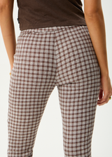 AFENDS Womens Base - Seersucker Flare Pant - Coffee Check - Afends womens base   seersucker flare pant   coffee check
