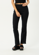 AFENDS Womens Focus - Seersucker Flare Pant - Black - Afends womens focus   seersucker flare pant   black