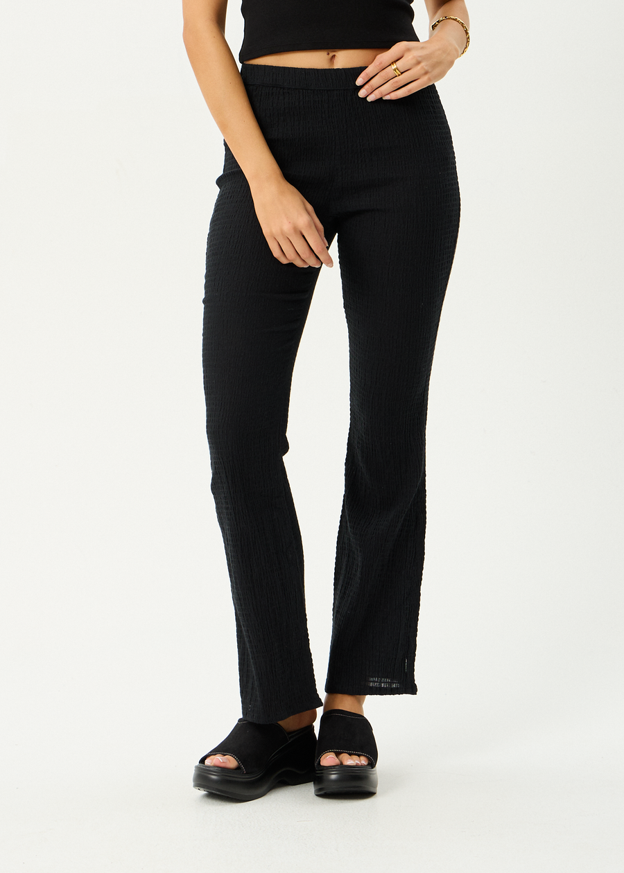 AFENDS Womens Focus - Seersucker Flare Pant - Black