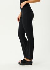 AFENDS Womens Focus - Seersucker Flare Pant - Black - Afends womens focus   seersucker flare pant   black