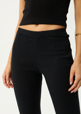 AFENDS Womens Focus - Seersucker Flare Pant - Black - Afends womens focus   seersucker flare pant   black
