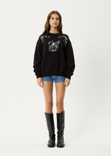 AFENDS Womens Cygnet - Crew Neck Jumper - Black - Afends womens cygnet   crew neck jumper   black