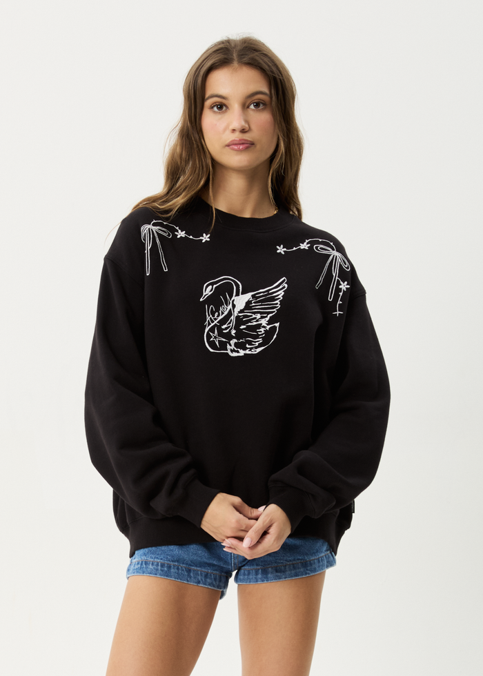 AFENDS Womens Cygnet - Crew Neck Jumper - Black
