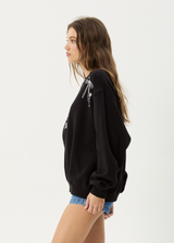 AFENDS Womens Cygnet - Crew Neck Jumper - Black - Afends womens cygnet   crew neck jumper   black