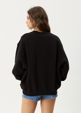 AFENDS Womens Cygnet - Crew Neck Jumper - Black - Afends womens cygnet   crew neck jumper   black