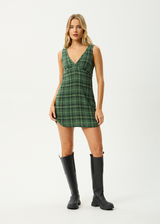 AFENDS Womens Lonnie - Seersucker Mini Dress - Hunter Green - Afends womens lonnie   seersucker mini dress   hunter green