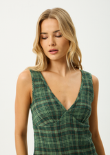 AFENDS Womens Lonnie - Seersucker Mini Dress - Hunter Green - Afends womens lonnie   seersucker mini dress   hunter green