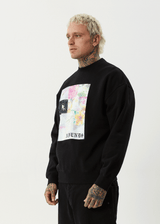 AFENDS Mens Sadworld - Crew Neck Jumper - Black - Afends mens sadworld   crew neck jumper   black