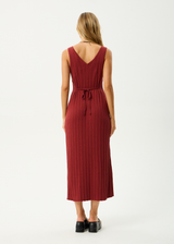 AFENDS Womens Iris - Knit Midi Dress - Red Rum - Afends womens iris   knit midi dress   red rum