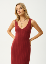 AFENDS Womens Iris - Knit Midi Dress - Red Rum - Afends womens iris   knit midi dress   red rum