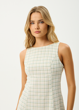 AFENDS Womens Legacy - Seersucker Mini Dress - Boa Check - Afends womens legacy   seersucker mini dress   boa check