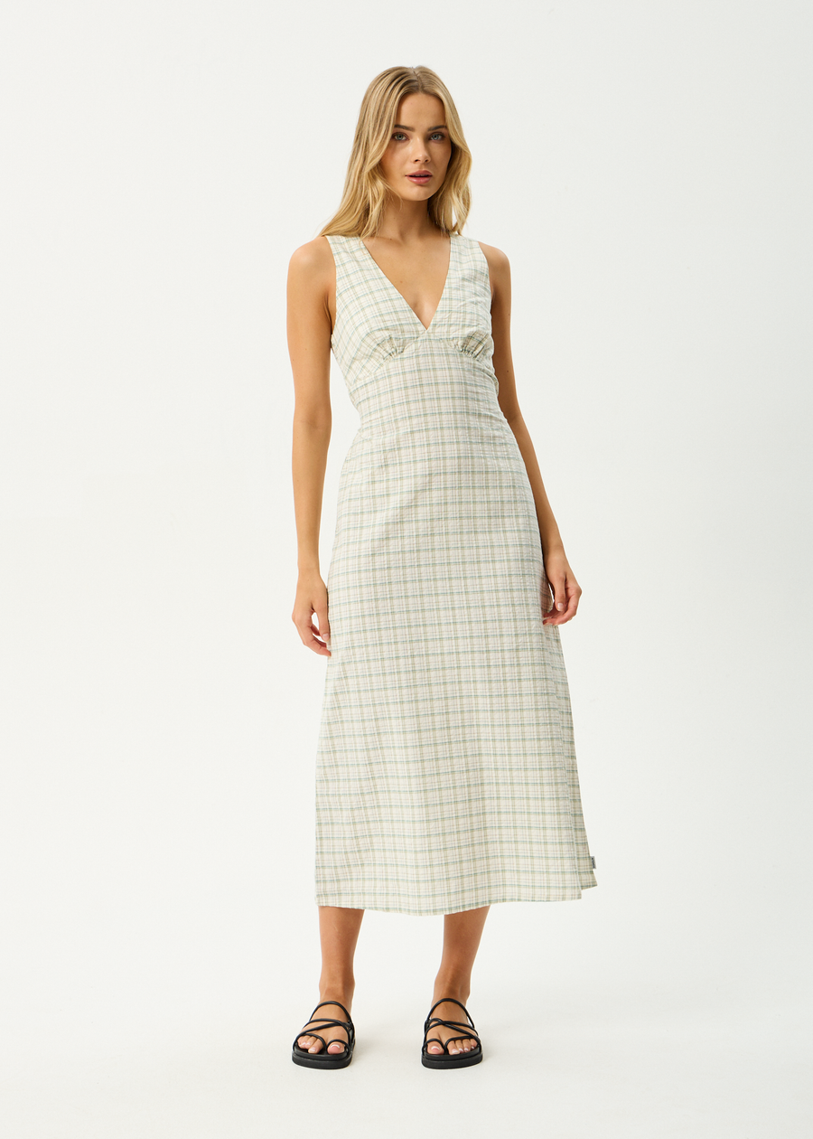 AFENDS Womens Legacy - Seersucker Maxi Dress - Boa Check