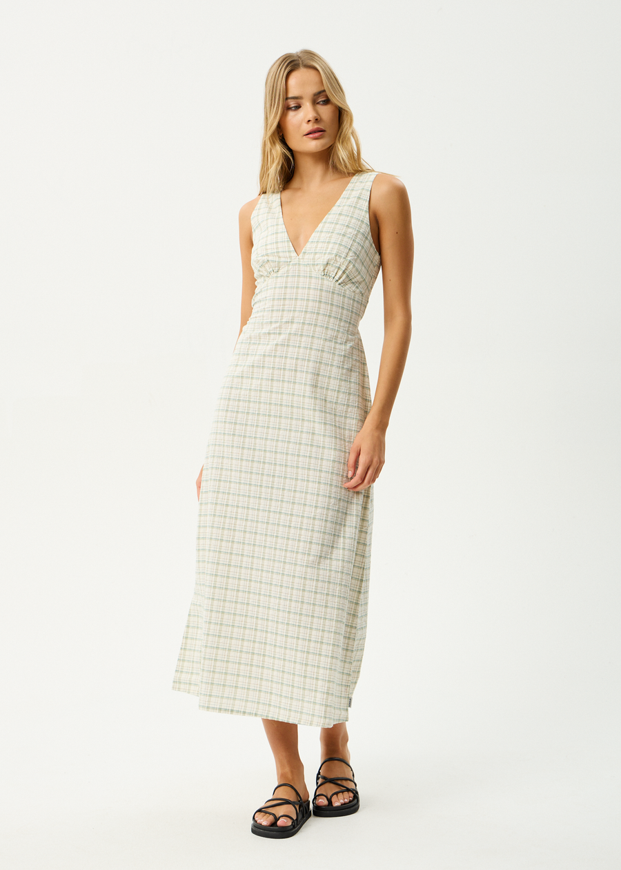 AFENDS Womens Legacy - Seersucker Maxi Dress - Boa Check