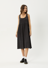 AFENDS Womens Dusk - Seersucker Check Midi Dress - Black Check - Afends womens dusk   seersucker check midi dress   black check